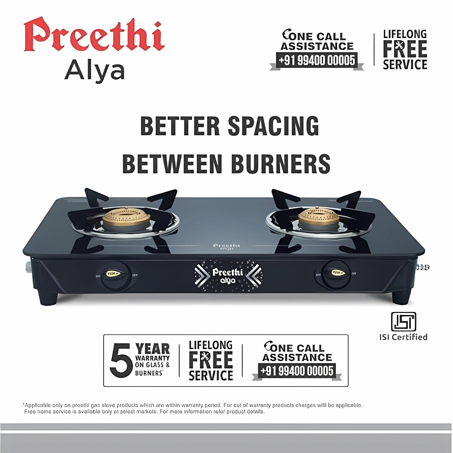 Preethi Alya GTS 411 2 Burner with Bati Gas Stove - Black_6