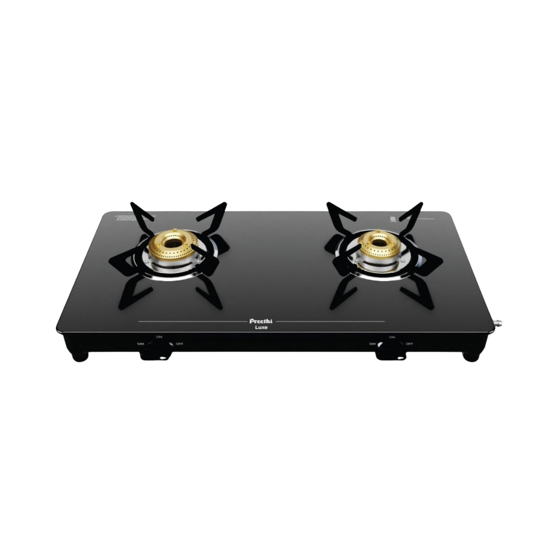 Preethi GTS414 Luxe 2-Burner High-Efficiency Gas Stove – Black
