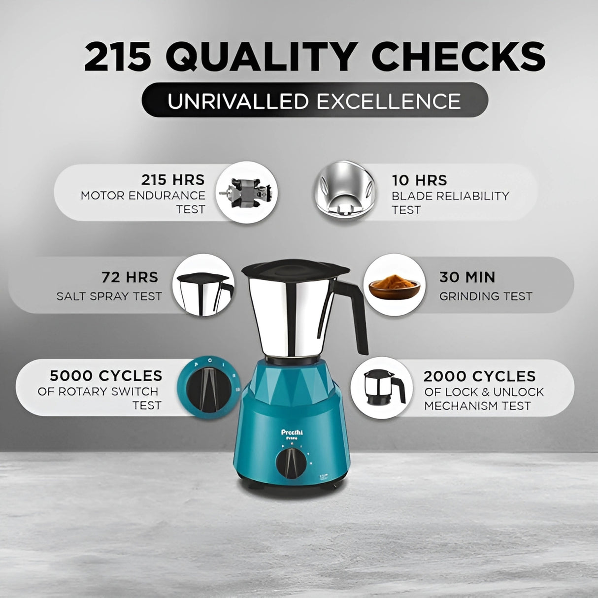 Preethi Prime Mixer Grinder 750 Watts - Green_3