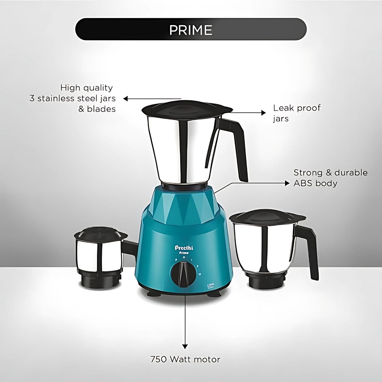 Preethi Prime Mixer Grinder 750 Watts - Green_4