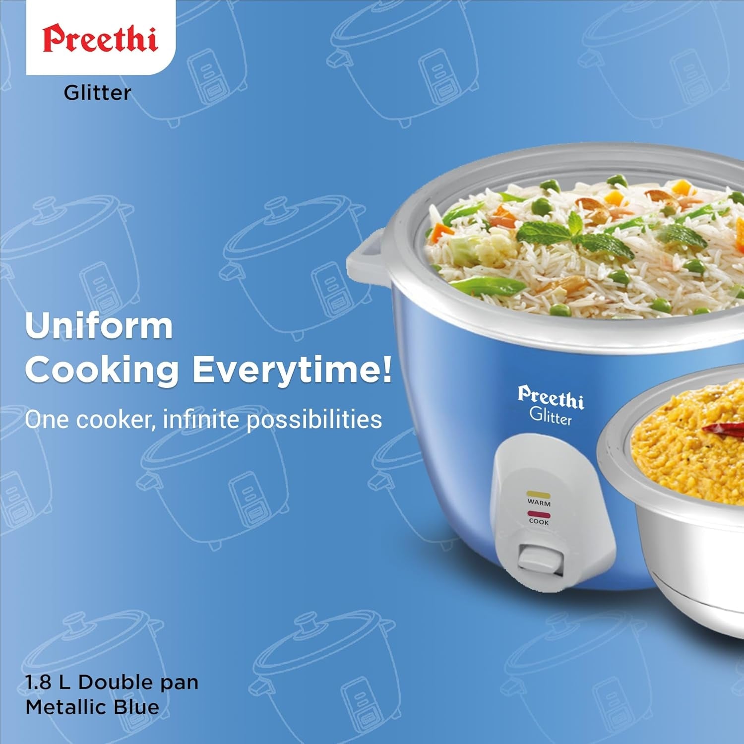 Preethi RC (Dp Warmer) Electric Cooker RC 332 1.8 L - Blue_2