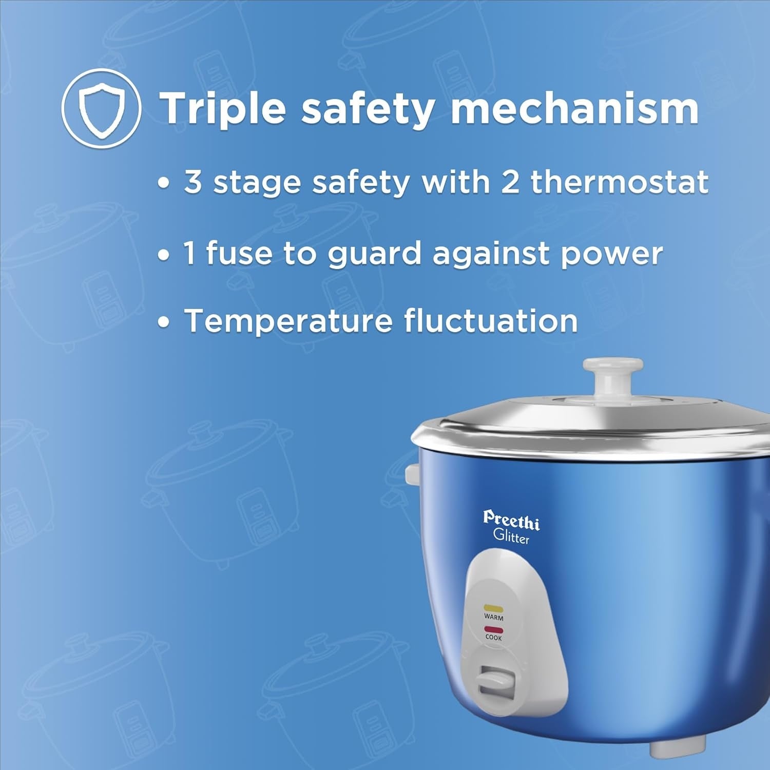 Preethi RC (Dp Warmer) Electric Cooker RC 332 1.8 L - Blue_3