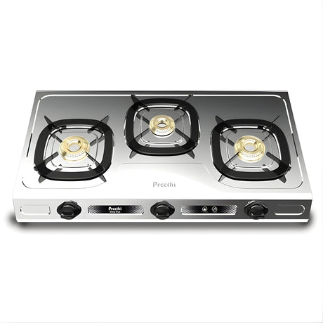 Preethi SSGS014 Glory Plus 3-Burner Stainless Steel Gas Stove – Silver_1
