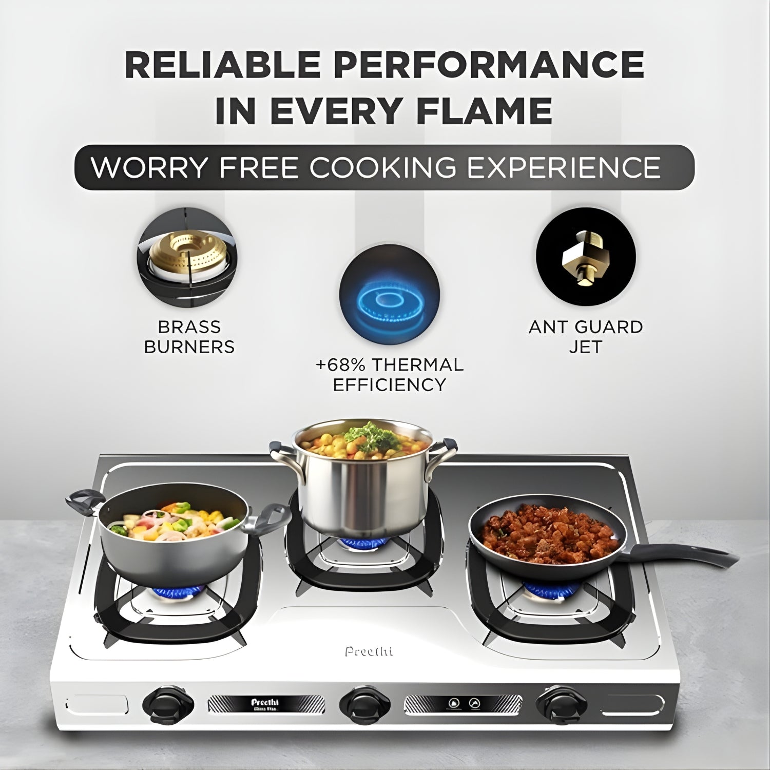 Preethi SSGS014 Glory Plus 3-Burner Stainless Steel Gas Stove – Silver_3