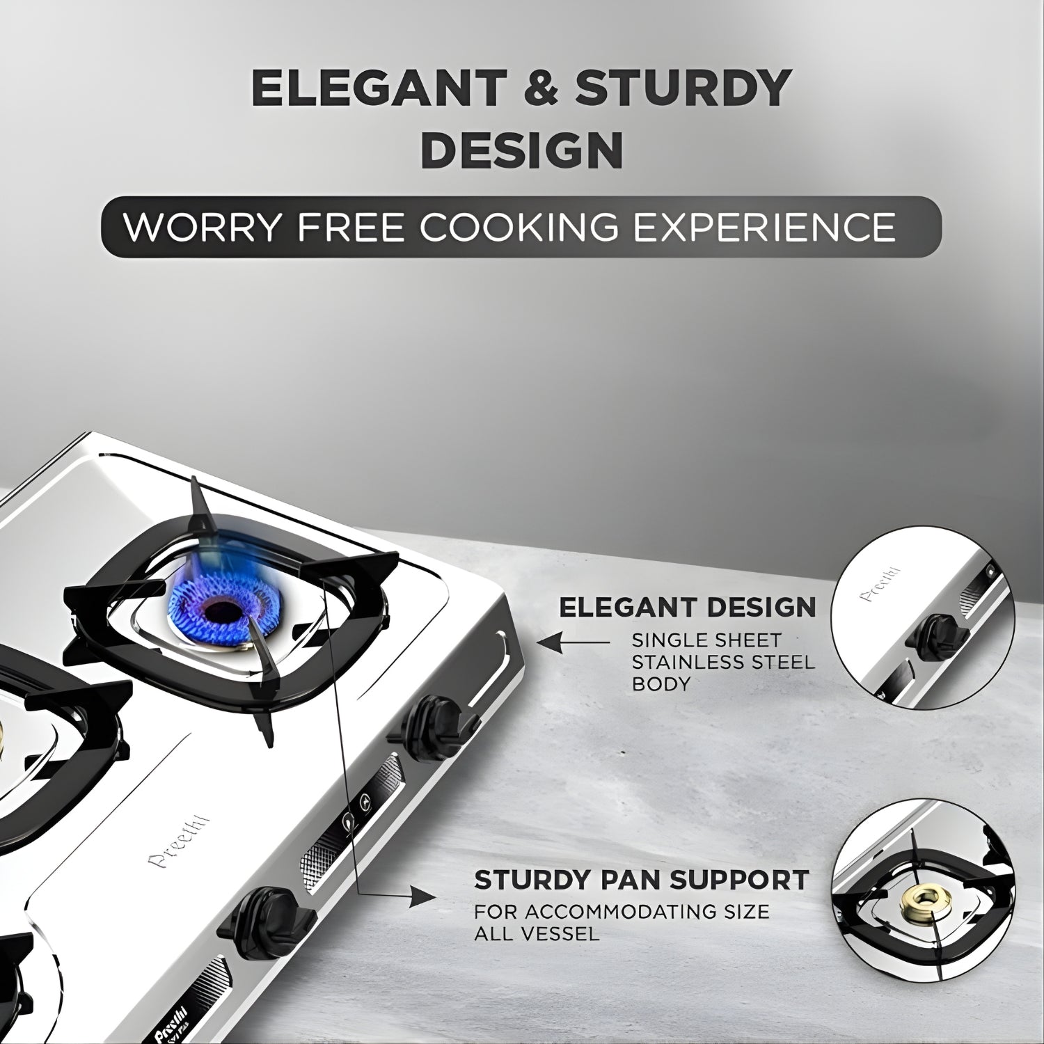 Preethi SSGS014 Glory Plus 3-Burner Stainless Steel Gas Stove – Silver_4