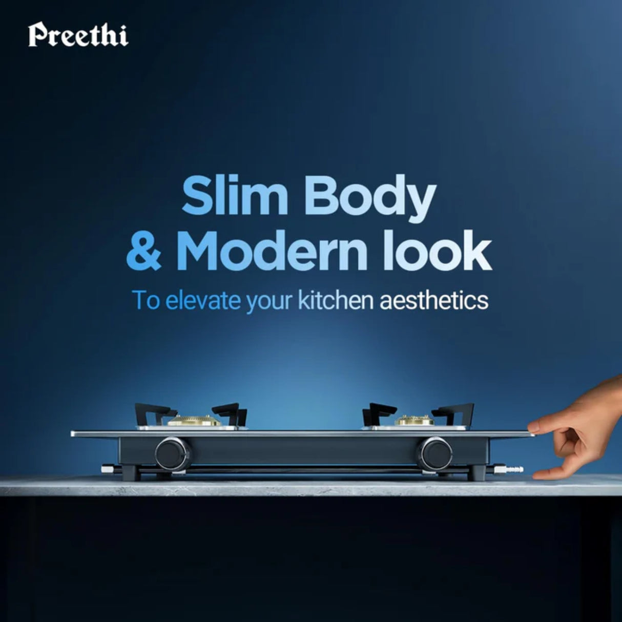 Preethi Silverin Toughened Glass Top 2 Burner Manual Gas Stove- Black_8