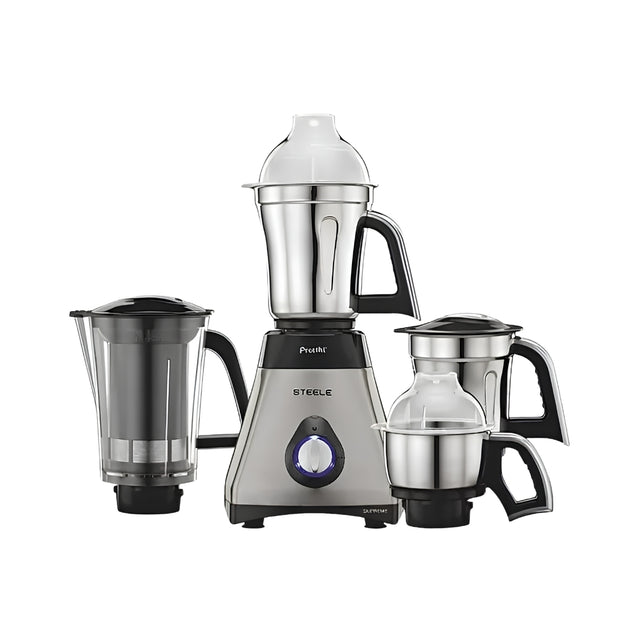Preethi Steel Supreme MG-208 Mixer Grinder 750 Watts - Silver and Black_Front View