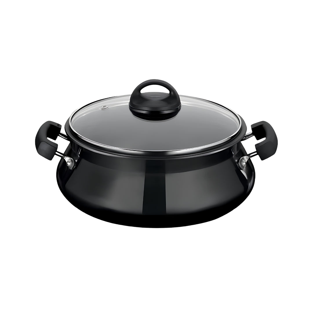 Premier Trendy Black Hard Anodised Handi with Glass Lid Small_Front View