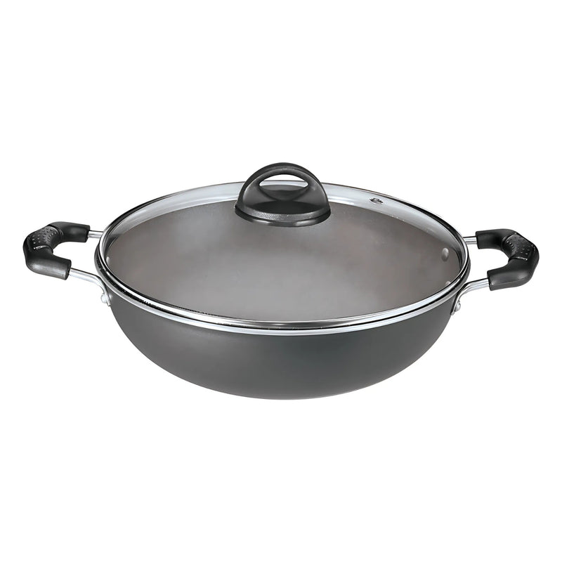Premier Non Stick Deep Kadai with Glass lid Induction Base 26 cm - Black