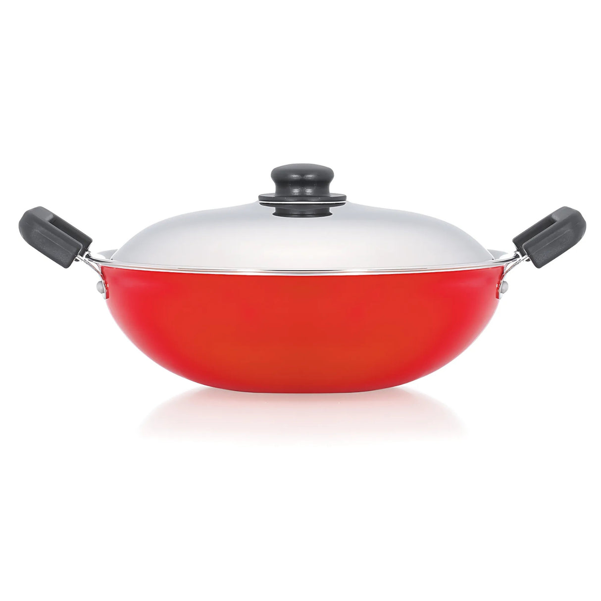 Premier Non Stick Kadai with SS lid 28 cm - Red