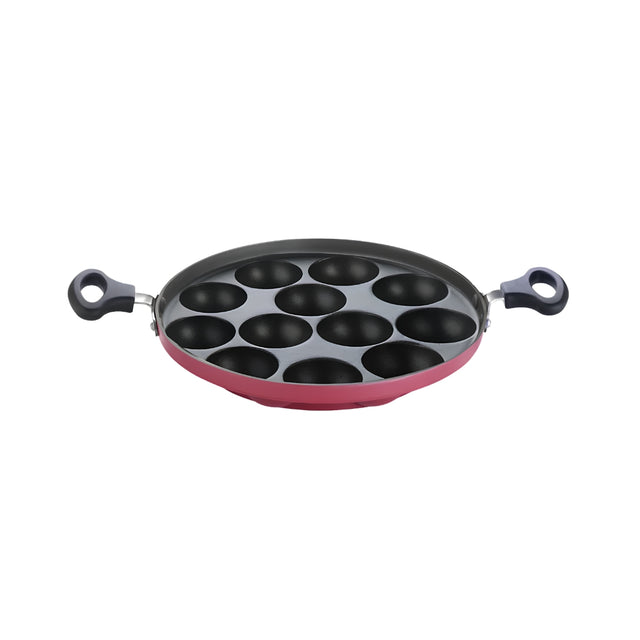 Premier Deluxe Non-Stick Paniyaram Pan Large 12 Cavities - Red_Front View