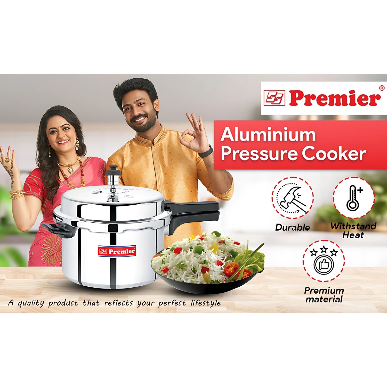 Premier Netraa Aluminium Pressure Cooker 3 L_2