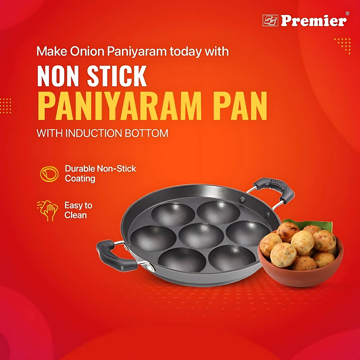 Premier Non-Stick Paniyaram Pan 7 Pit - Black_3