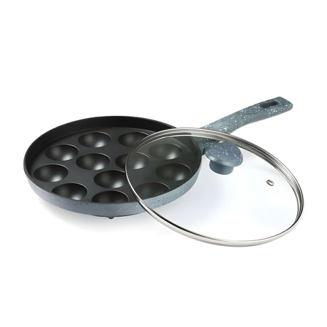 Premier Non Stick Astral Paniyaram Round Pan 12 Cavity with Glass Lid - Grey_2