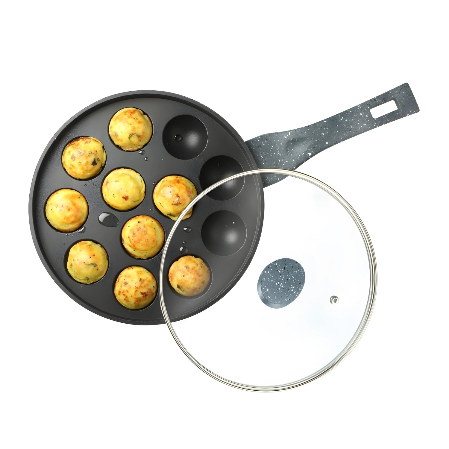 Premier Non Stick Astral Paniyaram Round Pan 12 Cavity with Glass Lid - Grey_3