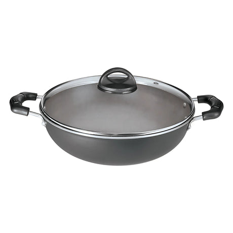 Premier Non Stick Deep Kadai with Glass Lid Induction Base 26 cm - Black_1