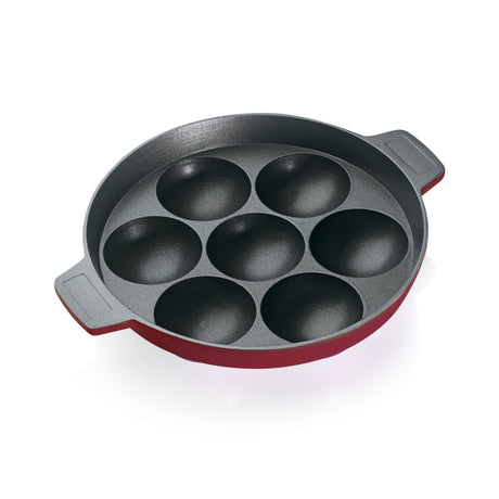 Premier Non Stick Deluxe Paniyara Pan with Handle 7 Cavity - Maroon_1