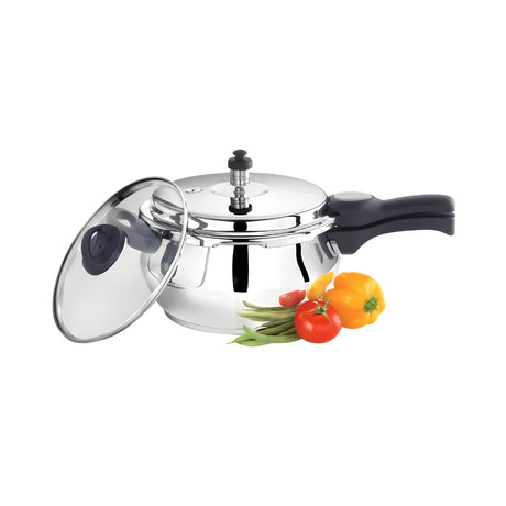 Premier Stainless Steel Handi Pressure Cooker with Glass Lid - 3 L_Front view