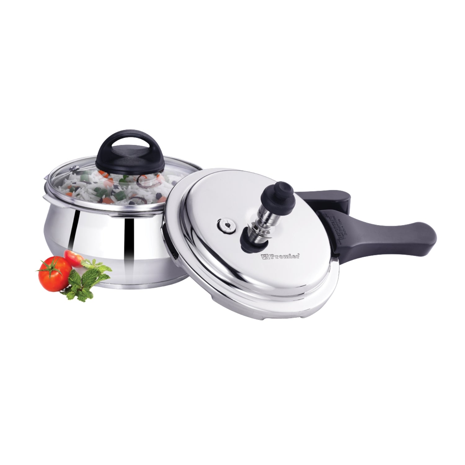 Premier Stainless Steel Handi Pressure Cooker with Glass Lid – 1.5 L_2