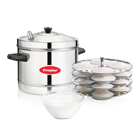 Premier Stainless Steel Induction Compatible Idly Cooker 4 Plates \ 16 Idlies - Silver_1