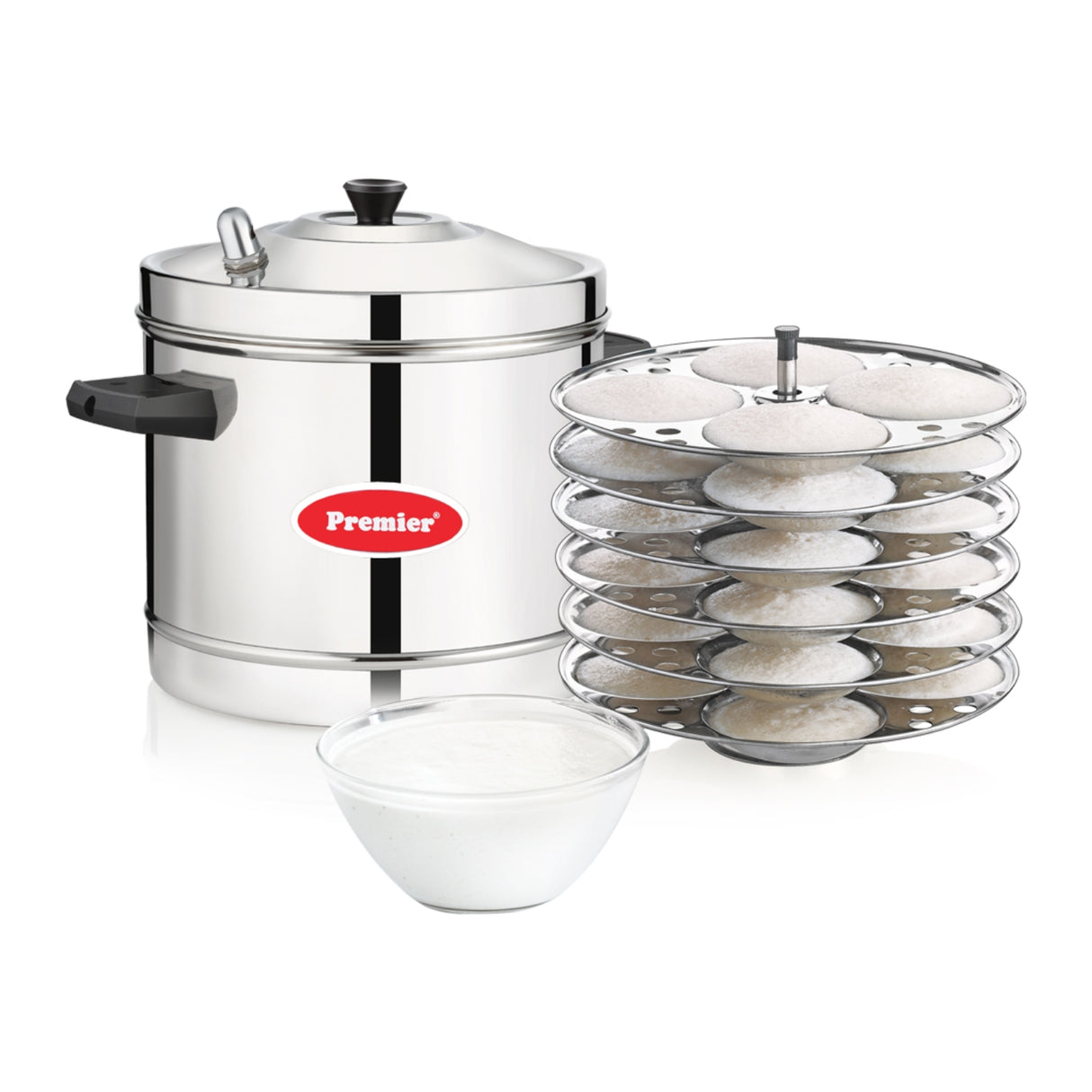 Premier Stainless Steel Induction Compatible Idly Cooker 6 Plates \ 24 Idlies - Silver_1