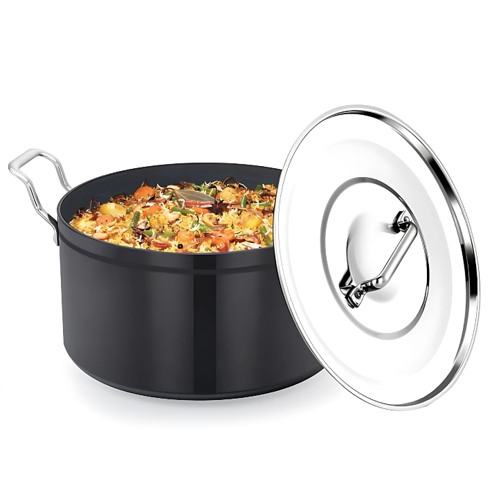 Premier Trendy Black Hard Anodised Dum Biryani Pot with SS Lid 13 L_3