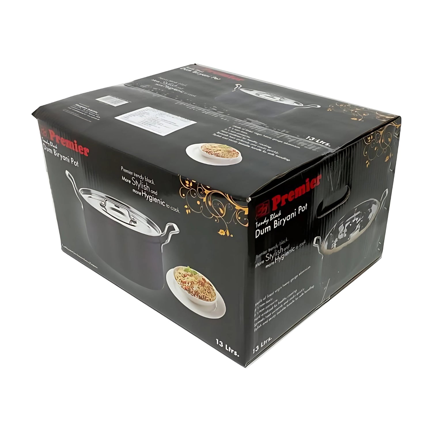 Premier Trendy Black Hard Anodised Dum Biryani Pot with SS Lid 13 L_4