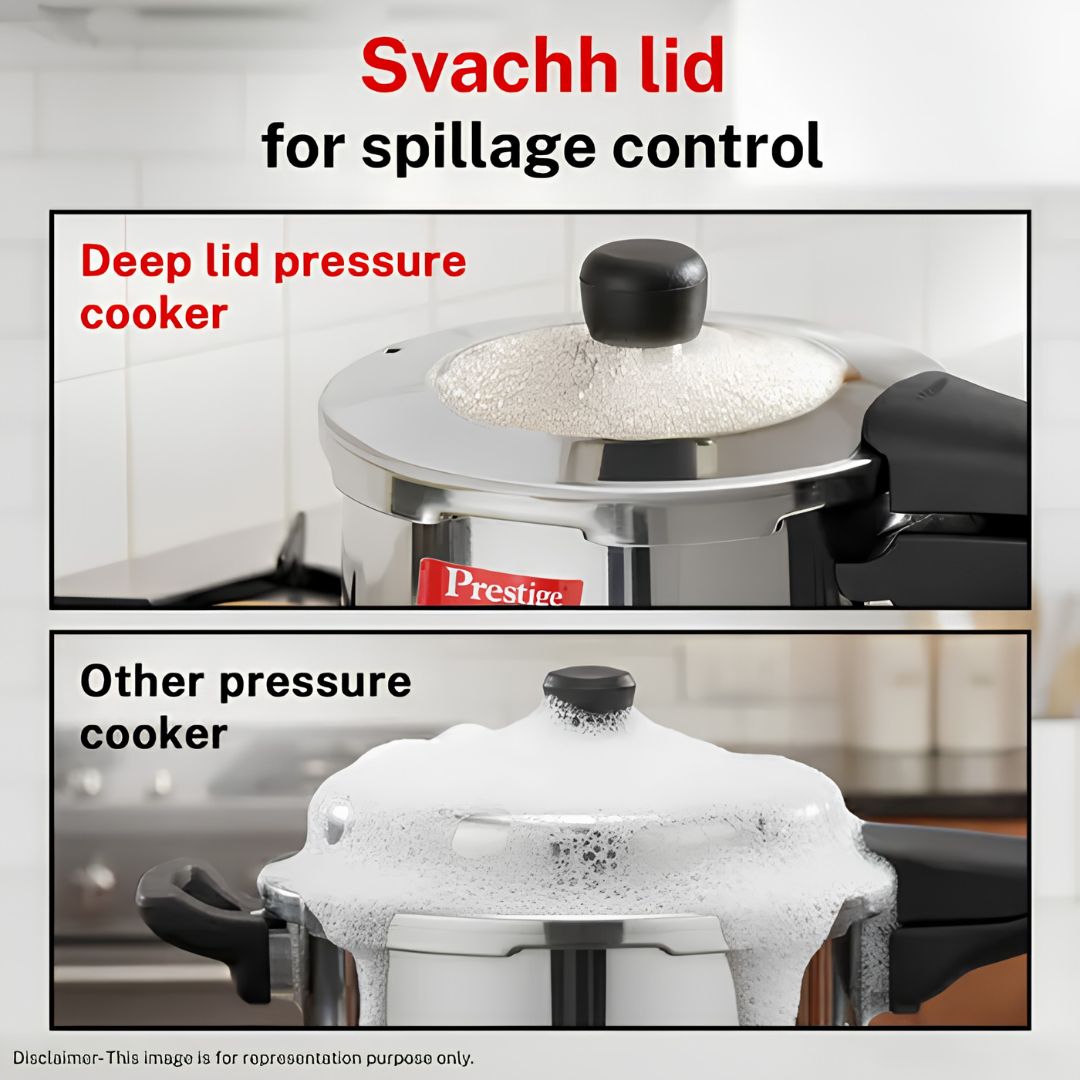 Prestige Deluxe Alpha Svachh SS Spillage Control Handi Pressure Cooker 1.5 L