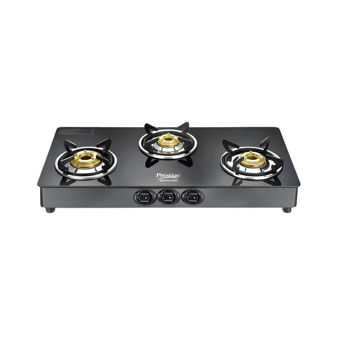 PrestigeMarvelPlusGTM033BurnerGlassTopGasStovewithTri-PinBrassBurners_Black_FrontView_1