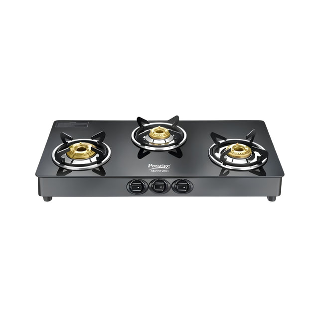 PrestigeMarvelPlusGTM033BurnerGlassTopGasStovewithTri-PinBrassBurners_Black_FrontView_1