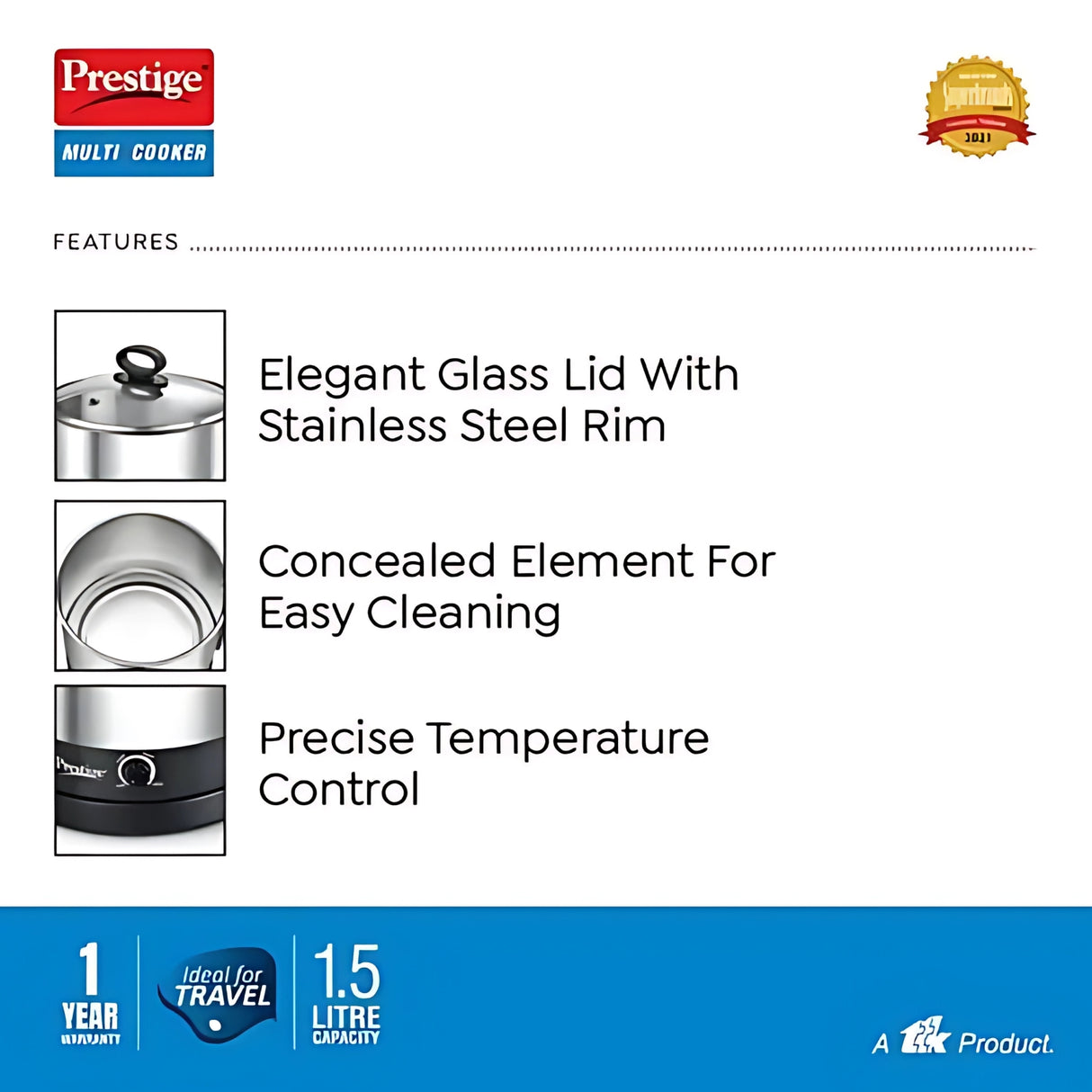Prestige PMC 3.0 Plus 1.5L Stainless steel Multi Purpose Kettle