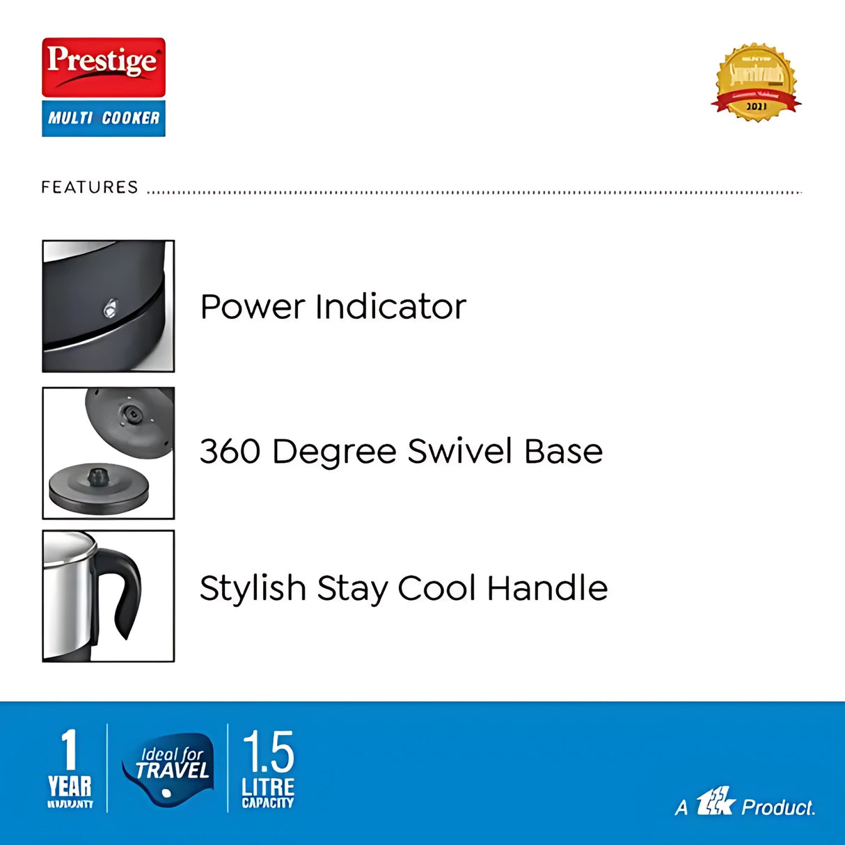 Prestige PMC 3.0 Plus 1.5L Stainless steel Multi Purpose Kettle