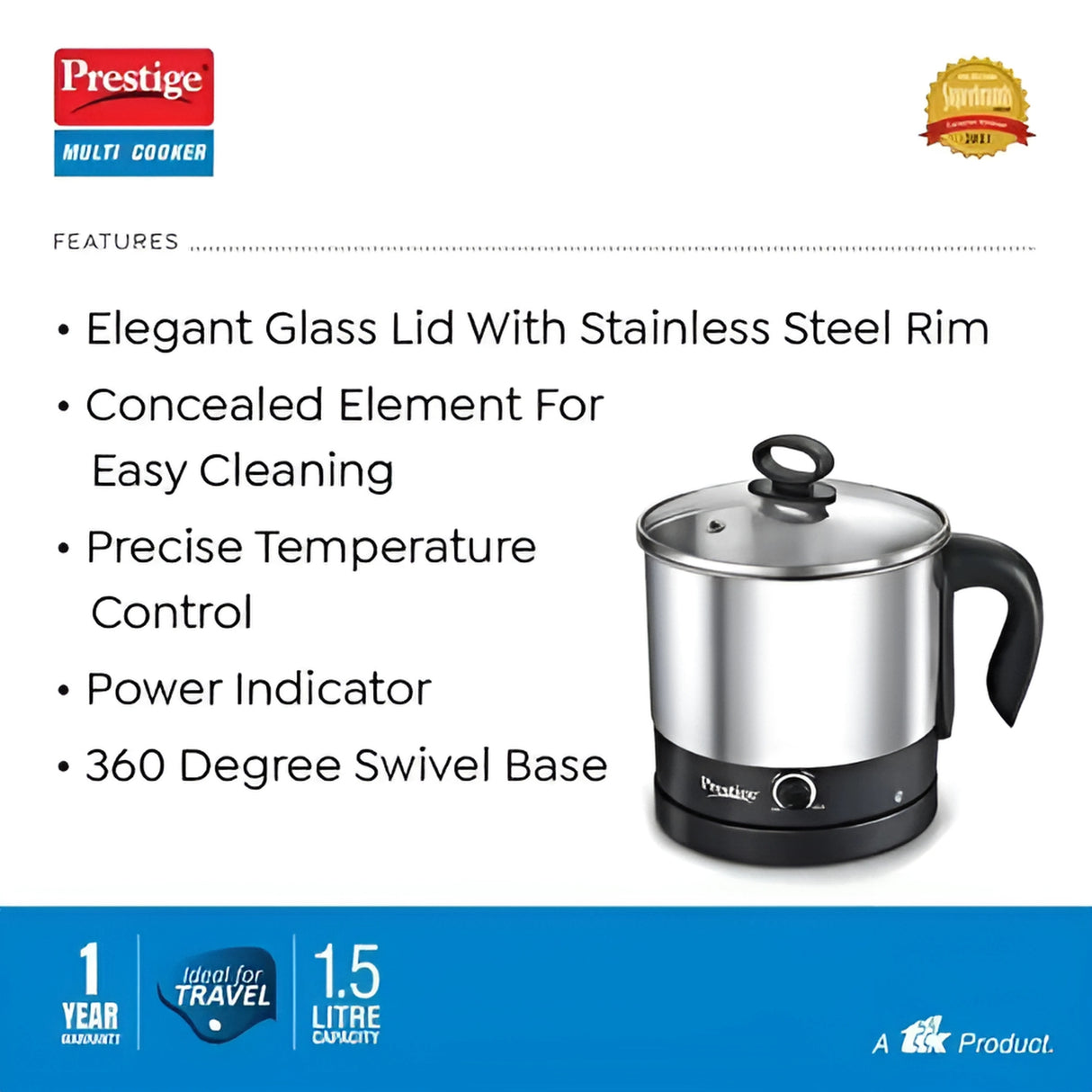 Prestige PMC 3.0 Plus 1.5L Stainless steel Multi Purpose Kettle