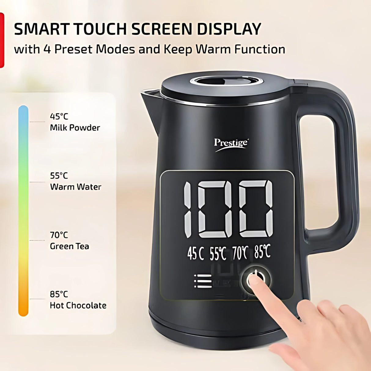 Prestige 41419 Digi aqua  4 Preset Temperature Modes 2L Digital Kettle – Black