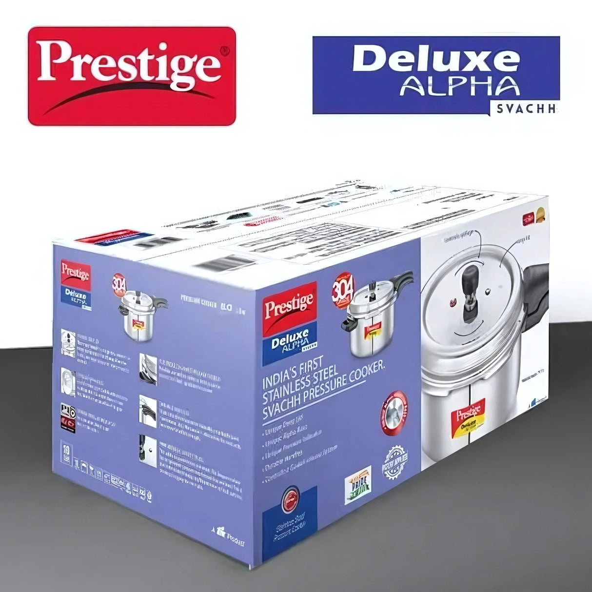 Prestige Deluxe Alpha Svachh SS Pressure Cooker 8 L