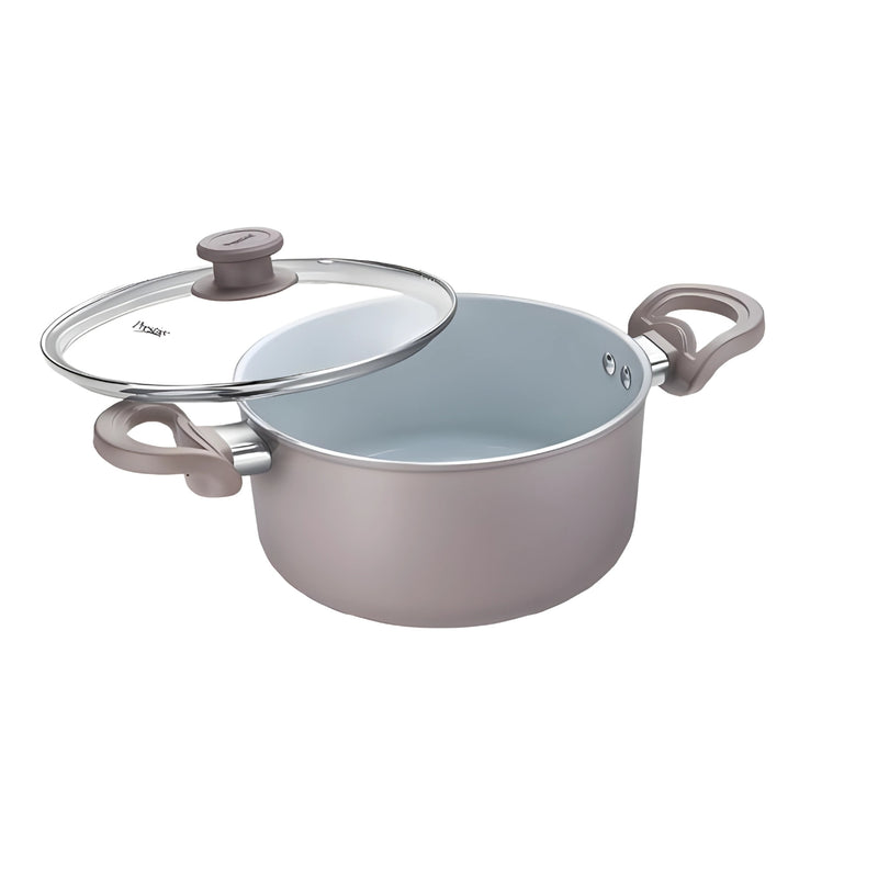 Prestige Ceraglide Duo Ceramic Coating NS Aluminium Cookware Casserole 24 cm with Glass Lid - Grey