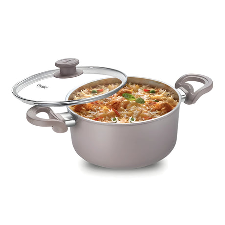 Prestige Ceraglide Duo Ceramic Coating NS Aluminium Cookware Casserole 24 cm with Glass Lid - Grey