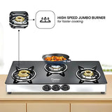 Prestige Marvel Plus GTM 03L 3-Burner Gas Stove – Black