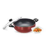 Prestige Omega Deluxe Aluminium NS Deep Kadai with Glass Lid 30 cm - Red