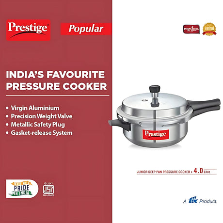 Prestige Popular Virgin Aluminium Junior Deep Pan Pressure Cooker 4L