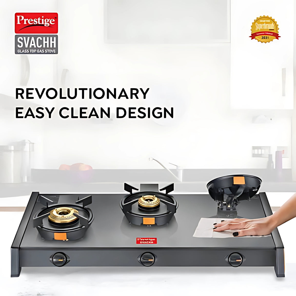 Prestige Svachh 3 Burner Gas Stove – Black