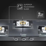 Prestige 40590 Vectra 3-Burner Glass Top Gas Stove – Black