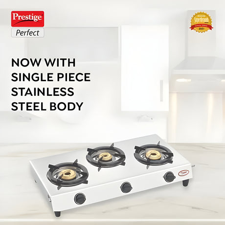 Prestige 40150 Perfect 3-Burner Stainless Steel Gas Stove – Silver_2