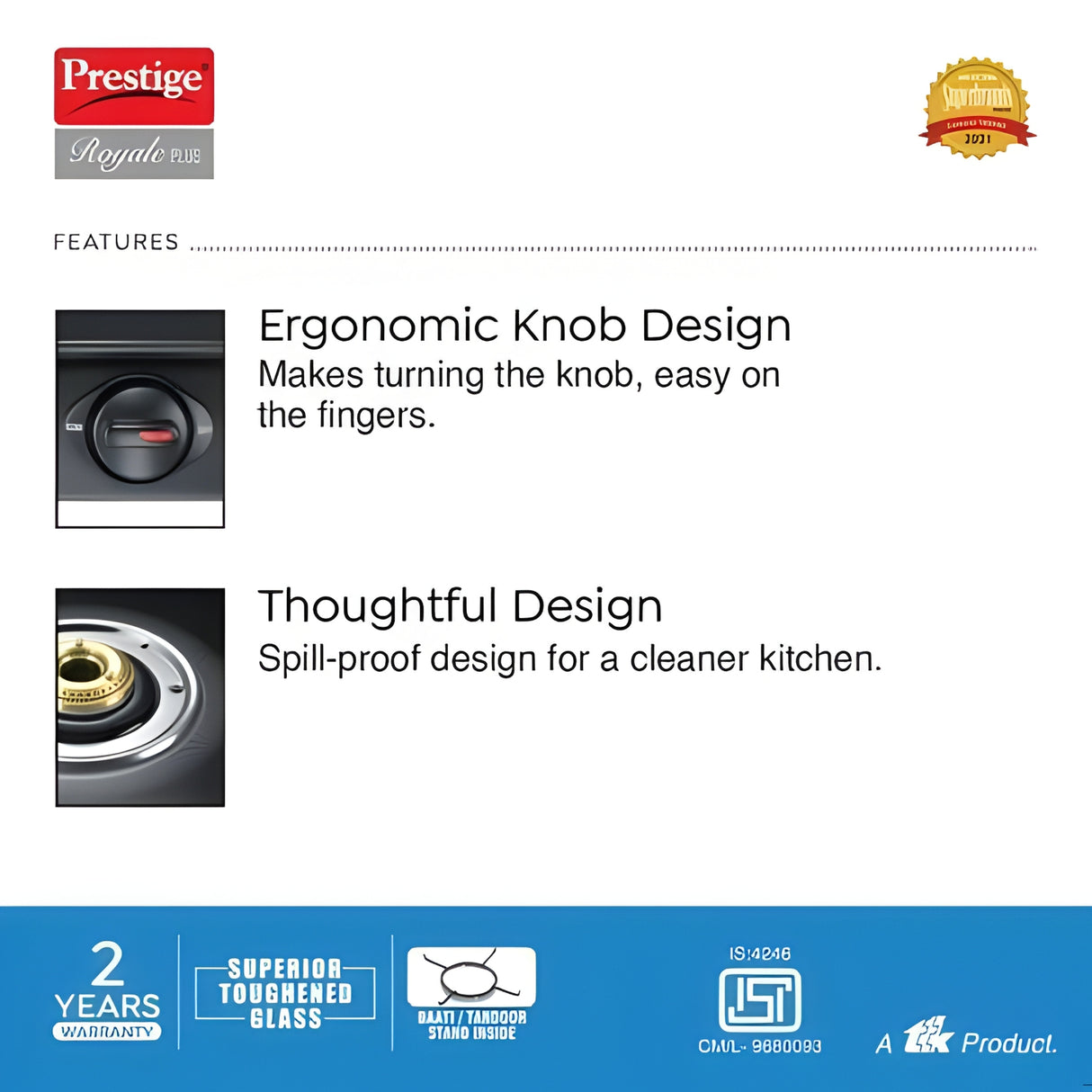 Prestige 40513 Royale Plus GT 03 3-Burner Gas Stove – Black_5
