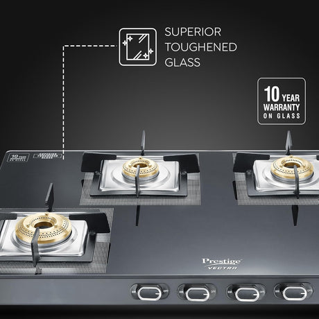 Prestige 40591 Vectra 4-Burner Glass-Top Gas Stove –  Black_2