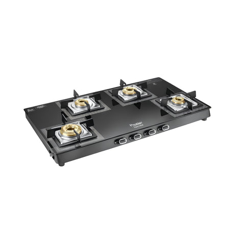 Prestige 40591 Vectra 4-Burner Glass-Top Gas Stove Black_Front View