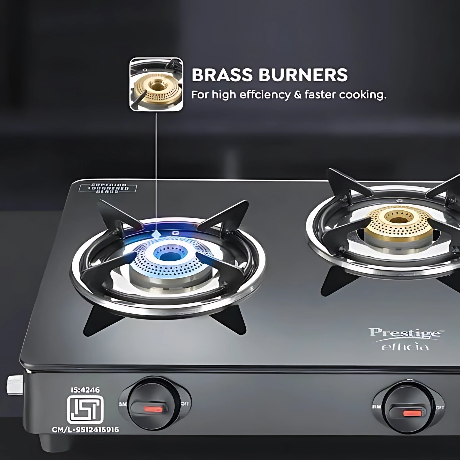 Prestige 40599 Efficia Convertible 3 Burner Glass Top Gas Stove – Black_3