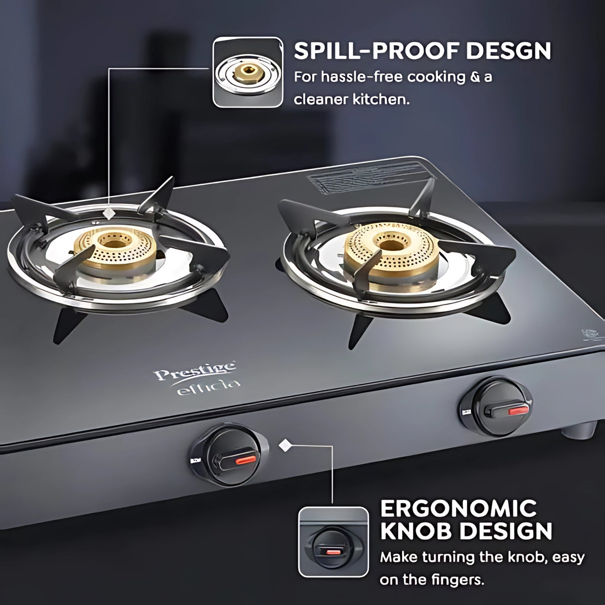 Prestige 40599 Efficia Convertible 3 Burner Glass Top Gas Stove – Black_4