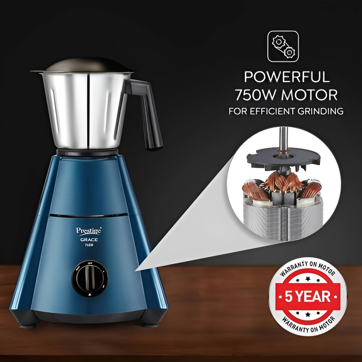 Prestige 43151  Grace Mixer Grinder 750 Watts – Blue and black_3