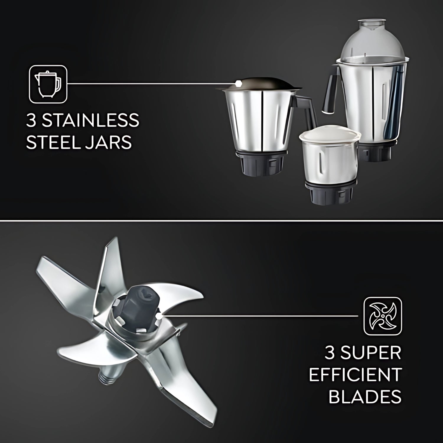 Prestige 431523 Grace Mixer Grinder 3 Jars 750 Watts_4